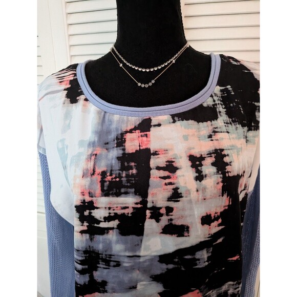 Calvin Klein Sweater Womens M Abstract Art To Wear Scoop Multi Mixed Media Top - Picture 2 of 13